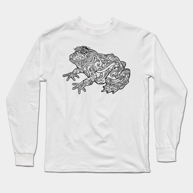 Linework Paisley Frog Long Sleeve T-Shirt by Art by Deborah Camp